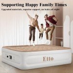 Etto Air Mattress Queen with Built in Pump, 18 inch Luxury Double High Air Bed Fast Inflation/Deflation, Portable Inflatable Blow up Mattress with Carry Bag for Camping, Home&Guests, 650lb MAX