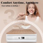 Etto Air Mattress Queen with Built in Pump, 18 inch Luxury Double High Air Bed Fast Inflation/Deflation, Portable Inflatable Blow up Mattress with Carry Bag for Camping, Home&Guests, 650lb MAX