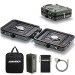Swonder Portable 2-Burner Camping Stove with Windscreen - 17,500 BTU Propane Stove, Foldable Design, Adjustable Flame Control, Stainless Steel Construction, Includes Waterproof Carry Bag