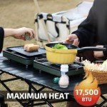 Swonder Portable 2-Burner Camping Stove with Windscreen - 17,500 BTU Propane Stove, Foldable Design, Adjustable Flame Control, Stainless Steel Construction, Includes Waterproof Carry Bag