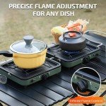 Swonder Portable 2-Burner Camping Stove with Windscreen - 17,500 BTU Propane Stove, Foldable Design, Adjustable Flame Control, Stainless Steel Construction, Includes Waterproof Carry Bag