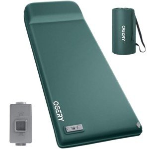 OGERY Self Inflating Sleeping Pad with Electric Pump, 3.15" Ultra-Thick Memory Foam Camping Pad, 4 Season Camping Mattress Pad with Built-in Pillow, Camping Essentials Gear for Tent Travel Car