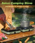 Saker 2 Burner Propane Camping Stove with Grill: Foldable Portable Camp Stove with Carry Bag - Adjustable Burners Camping Grill for BBQ Tailgating Gear - Backpacking Outdoor Cooking