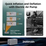 OGERY Self Inflating Sleeping Pad with Electric Pump, 3.15" Ultra-Thick Memory Foam Camping Pad, 4 Season Camping Mattress Pad with Built-in Pillow, Camping Essentials Gear for Tent Travel Car