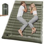 Elegear Double Sleeping Pad for Camping, 4.7" Ultra-Thick Self Inflating Camping Pad 2 Person with Pillow Built-in Foot Pump, Portable Camping Sleeping Mat for Backpacking Hiking Tent(Army Green Full)