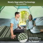 Elegear Double Sleeping Pad for Camping, 4.7" Ultra-Thick Self Inflating Camping Pad 2 Person with Pillow Built-in Foot Pump, Portable Camping Sleeping Mat for Backpacking Hiking Tent(Army Green Full)