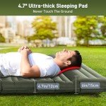 Elegear Double Sleeping Pad for Camping, 4.7" Ultra-Thick Self Inflating Camping Pad 2 Person with Pillow Built-in Foot Pump, Portable Camping Sleeping Mat for Backpacking Hiking Tent(Army Green Full)