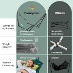 Tranquillo Double Hammock with Stand Included for 2 Persons/Foldable Hammock Stand 600 lbs Capacity Portable Case - Inhouse, Outdoor, Camping, Peacock