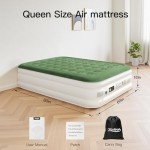 Zearna 2025 Upgraded Queen Air Mattress with Built in Pump，16'' Comfort Blow up Mattress, Quiet Surface Portable Inflatable Mattress, Air Bed with Storage Bag for Guests, Home, Camping, 660 lbs Max