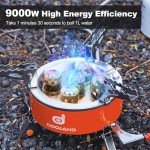 Odoland 9000W Portable Camping Stove Lightweight Camp Stove Collapsible Backpacking Stove with EVA Box for Outdoor Camping Cooking Hiking and Picnic