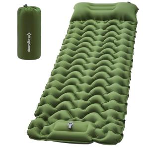KingCamp Sleeping Pads for Camping, Self Inflating Camping Mattress with Built-in Foot Pump, Connectable Durable Inflatable Sleeping Mat with Pillow, Compact Camping Air Mattress for Camping Hiking