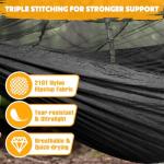 NATUREFUN Camping Hammock with Net | 300kg Load Capacity,(300 x 200 cm) Breathable,Quick-Drying Parachute Nylon Travel Hammock | 2 x Premium Carabiners,4 x Slings Included | Outdoor Indoor Garden