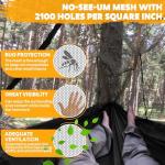 NATUREFUN Camping Hammock with Net | 300kg Load Capacity,(300 x 200 cm) Breathable,Quick-Drying Parachute Nylon Travel Hammock | 2 x Premium Carabiners,4 x Slings Included | Outdoor Indoor Garden