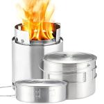 Solo Stove Campfire 2 Pot Set Combo - 4+ Person Wood Burning Camping Stove | Outdoor Kitchen Kit for Backpacking Camping Survival | NO Batteries or Liquid Fuel Gas Canister Required