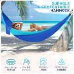 Camping Hammock Lightweight, Portable Hammocks Parachute Hammock with Two Tree Straps, Single or Double Travel Swing Nylon Camp Hammocks, Outdoor Essentials for Beach Backpacking Hiking, Blue