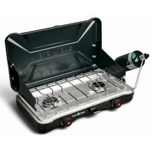 GasOne Portable Camping Stove – Double Propane Stove with Auto Twist Turn Ignition – 22,000 BTU Camping Cooktop with 2 Burners and Wind Guard – Ideal for Tailgating, Fishing, Travel