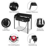 ROVSUN 3 Burner Outdoor Propane Gas Stove with Windpanel, Carrying Bag & Regulator, 225,000 BTU Stand Cooker for Backyard Cooking Camping Home Brewing Canning Turkey Frying