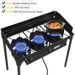 ROVSUN 3 Burner Outdoor Propane Gas Stove with Windpanel, Carrying Bag & Regulator, 225,000 BTU Stand Cooker for Backyard Cooking Camping Home Brewing Canning Turkey Frying
