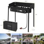 ROVSUN 3 Burner Outdoor Propane Gas Stove with Windpanel, Carrying Bag & Regulator, 225,000 BTU Stand Cooker for Backyard Cooking Camping Home Brewing Canning Turkey Frying