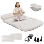 KMZ SUV Air Mattress Thickened and Double-Sided Flocking Travel Camping Bed with 2 Pillows & Electric Pump Dedicated Mobile Cushion Inflatable Bed for SUV Trunk and Rear Seat (Beige and Coffee)