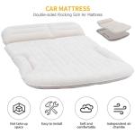 KMZ SUV Air Mattress Thickened and Double-Sided Flocking Travel Camping Bed with 2 Pillows & Electric Pump Dedicated Mobile Cushion Inflatable Bed for SUV Trunk and Rear Seat (Beige and Coffee)