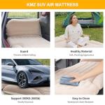 KMZ SUV Air Mattress Thickened and Double-Sided Flocking Travel Camping Bed with 2 Pillows & Electric Pump Dedicated Mobile Cushion Inflatable Bed for SUV Trunk and Rear Seat (Beige and Coffee)