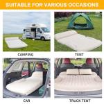 KMZ SUV Air Mattress Thickened and Double-Sided Flocking Travel Camping Bed with 2 Pillows & Electric Pump Dedicated Mobile Cushion Inflatable Bed for SUV Trunk and Rear Seat (Beige and Coffee)