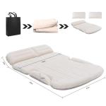 KMZ SUV Air Mattress Thickened and Double-Sided Flocking Travel Camping Bed with 2 Pillows & Electric Pump Dedicated Mobile Cushion Inflatable Bed for SUV Trunk and Rear Seat (Beige and Coffee)