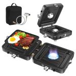 Camping Stove - 2-Burner Propane Camp Stove with Push-Button Instant Ignition,Adjustable Stove with Carry Bag & Handle for Outdoor Tailgating, Backyard BBQ Camping Essentials