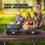 Camping Stove - 2-Burner Propane Camp Stove with Push-Button Instant Ignition,Adjustable Stove with Carry Bag & Handle for Outdoor Tailgating, Backyard BBQ Camping Essentials