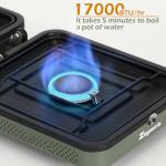 Zingoetrie Camping Stove Propane Burner 17000 BTU Adjustable 2 Burners with Windscreen Foldable Portable Stove Double Burner Stove with Bag Suitable for Outdoor Camping Partying