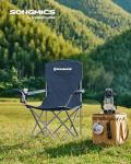 SONGMICS 2 Pack Folding Camping Chairs, Load 330 lb, Cup Holder and High Backrest, Heavy-Duty Structure, for Lawn, Garden, Fishing, Terrace,Twilight Blue UGCB008Q02