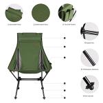 TOBTOS High Back Camping Chair, Lightweight Folding Chair with Head Support, Compact Chair with Carry Bag for Outdoor Camp, Hiking, Backpacking (Green)