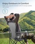 SONGMICS Folding Camping Chair, with Comfortable Sponge Seat, Cup Holder, Heavy Duty Structure, Max Load Capacity 551 lb, Outdoor Picnic Chair, Gray and Black UGCB006G01