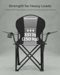 SONGMICS Folding Camping Chair, with Comfortable Sponge Seat, Cup Holder, Heavy Duty Structure, Max Load Capacity 551 lb, Outdoor Picnic Chair, Gray and Black UGCB006G01