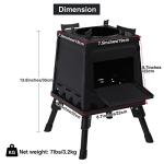 Lineslife Wood Burning Camp Stove, Portable Cast Iron Camping Wood Stove, Black Woodstove with Carrying Case for Backpacking Outdoor Cooking, Small