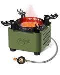 Indwell Camping Stove with Infrared Burner, Single Burner Propane Stove Ultra-Thin Design Adjustable Flame Control Wind-Resistant Portable Gas Cooker for Camping Hiking Outdoor Cooking