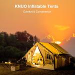 KNUO 2025 Upgraded 100% Waterproof Inflatable Camping Tent for 5-8 People, Large Blow-Up Air Tent, No Assembly Needed Luxury Glamping House, 10x10ft Oxford Fabric
