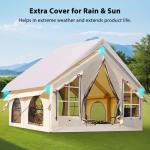 KNUO 2025 Upgraded 100% Waterproof Inflatable Camping Tent for 5-8 People, Large Blow-Up Air Tent, No Assembly Needed Luxury Glamping House, 10x10ft Oxford Fabric