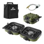 Naturehike 2 Burner Folding Camping Stove, Portable Propane Gas Stove with Carry Bag, 16000 BTU High-Performance Camp Stove with ETL Certification, Adjustable Burners & Piezo Ignition
