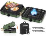 Propane 2-Burner Foldable Camping Stove with Carry Bag, Portable Propane Camp Stoves with Adjustable Burners & Piezo Ignition for Outdoor Cooking, Tailgating, Backyard Gathering(Griddle Not Included)