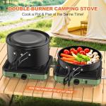 Propane 2-Burner Foldable Camping Stove with Carry Bag, Portable Propane Camp Stoves with Adjustable Burners & Piezo Ignition for Outdoor Cooking, Tailgating, Backyard Gathering(Griddle Not Included)