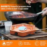 Cofiyard 1-Burner Propane Stove Portable Camping Stove with Carry Strap, Backpacking Camp Stove for Outdoor Cooking, Flick-Style Ignition, Temperature Control, 8600 BTUs of Power for Camping BBQ& More