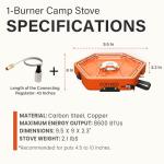 Cofiyard 1-Burner Propane Stove Portable Camping Stove with Carry Strap, Backpacking Camp Stove for Outdoor Cooking, Flick-Style Ignition, Temperature Control, 8600 BTUs of Power for Camping BBQ& More