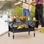 Anbte Folding Camping Table, Aluminum Roll Up Camping Table Adjustable Height with Storage Net and Bag, Lightweight Outdoor Table 32.2” X 16”, for Outdoor Travel BBQ Party Picnic, Black