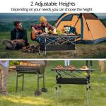 Anbte Folding Camping Table, Aluminum Roll Up Camping Table Adjustable Height with Storage Net and Bag, Lightweight Outdoor Table 32.2” X 16”, for Outdoor Travel BBQ Party Picnic, Black