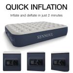 SENNOUL Air Mattress Queen with Built in Pump - Upgraded Blow Up Bed, 2 Mins Quick Self Inflatable, 13"/650lbs Max, Strong Support, All Night No Lost Air, for Camping,Home,Guests & Portable Travel