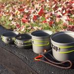 G4Free 2/4/13 PCS Camping Cookware Mess Kit Hiking Backpacking Picnic Cooking Bowl Non Stick Pot Knife Spoon Set (4PCS)