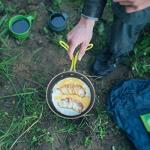 G4Free 2/4/13 PCS Camping Cookware Mess Kit Hiking Backpacking Picnic Cooking Bowl Non Stick Pot Knife Spoon Set (4PCS)