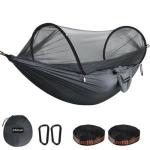 Chihee Ultra-Light Travel Camping Hammock Pop-up Net Hammock 660lbs Load Capacity,Breathable,Quick-Drying Parachute Nylon 2 Premium Carabiners,2 Tree Slings Included for Outdoor Backpacking Hiking